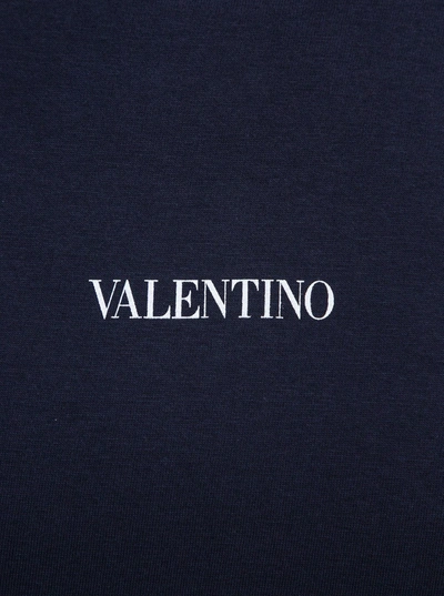 Shop Valentino Blue Cotton T-shirt With Logo