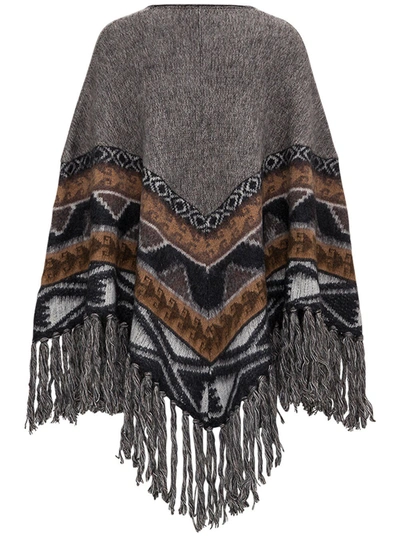 Shop Etro California Poncho With Fringes In Multicolor