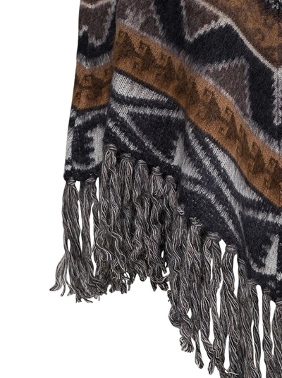 Shop Etro California Poncho With Fringes In Multicolor
