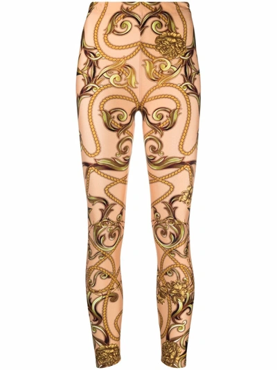 Shop Philipp Plein New Baroque Print Leggings In Neutrals