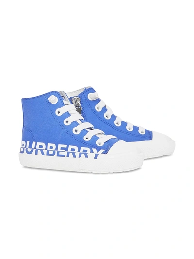 Shop Burberry Logo-print High-top Sneakers In Blue