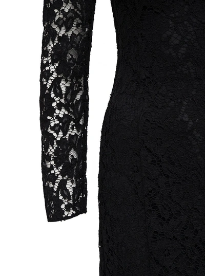 Shop Valentino Long Dress In Black Lace