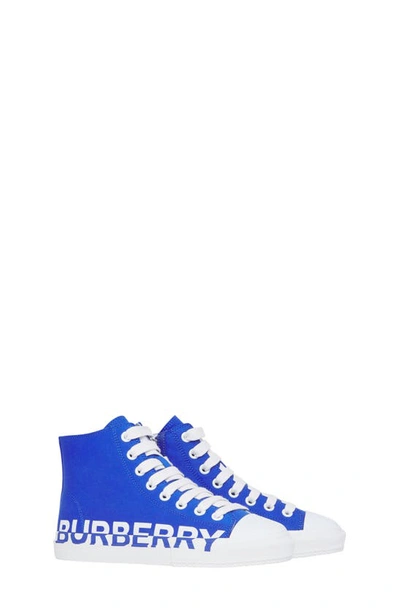 Shop Burberry Larkhall Logo High Top Sneaker In Cobalt Blue