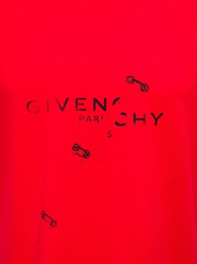 Shop Givenchy Red Jersey T-shirt With Logo
