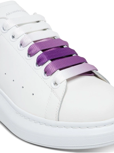 Alexander Mcqueen White Leather Sneakers With Purple Laces ModeSens