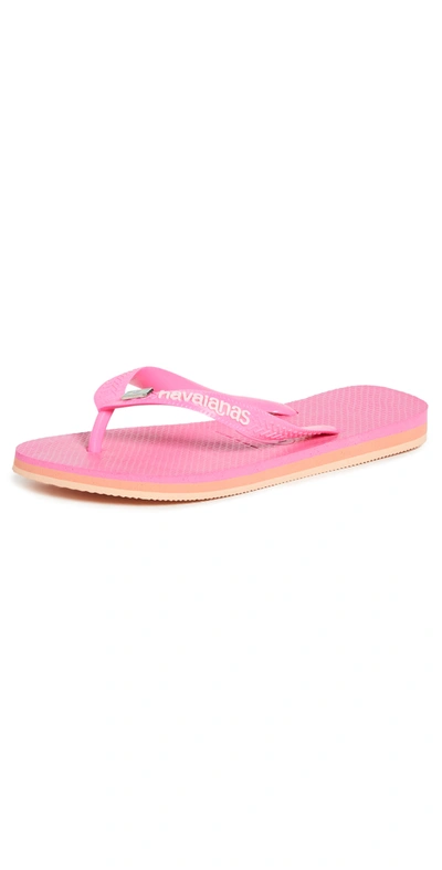 Shop Havaianas Brazil Layer Flip Flops In Pink Flux