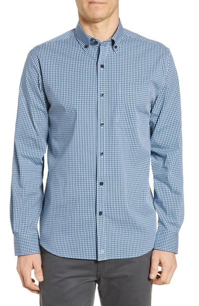 Shop Cutter & Buck Anchor Classic Fit Gingham Shirt In Zen Blue