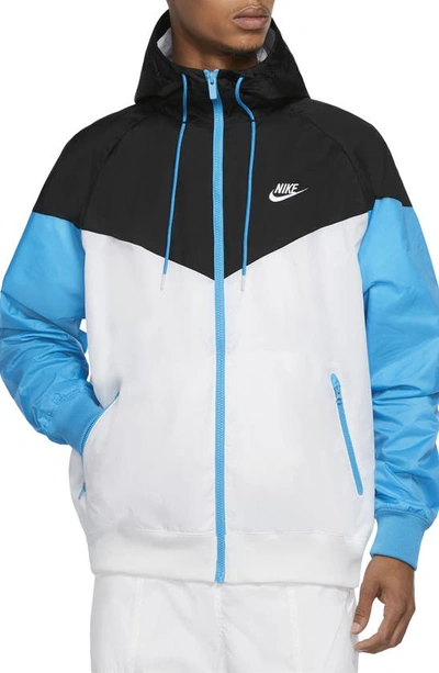 Shop Nike Sportswear Windrunner Jacket In White/black/laser Blue/white