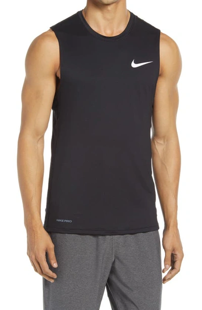 Shop Nike Pro Dri-fit Sleeveless T-shirt In Black/ White