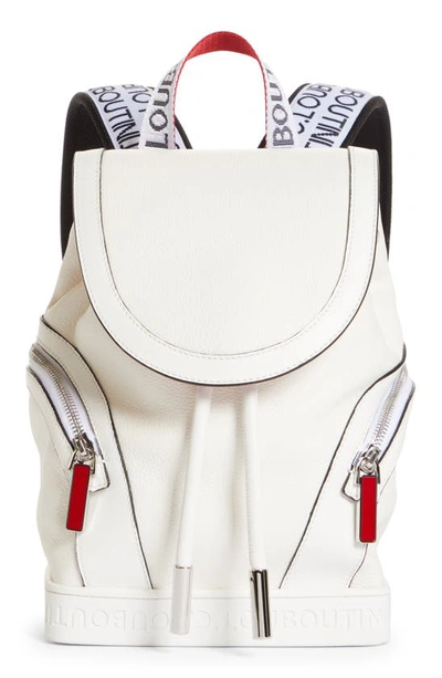Shop Christian Louboutin Small Explorafunk Empire Leather Backpack In Snow/ Snow-black