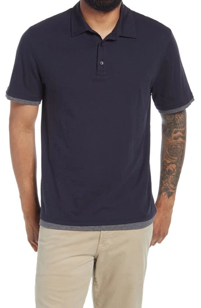 Shop Vince Double Layer Polo In Coastal/ Med H Grey