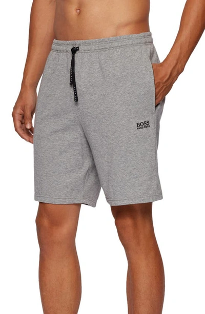 Hugo Boss Mix & Match Cotton Stretch Logo Print Drawstring Shorts In Grey |  ModeSens