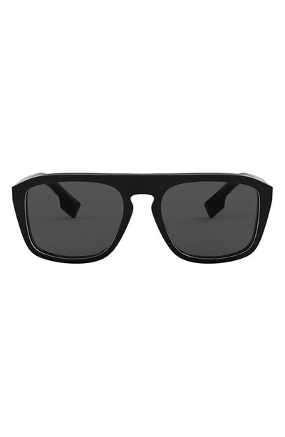 Shop Burberry 55mm Icon Stripe Detail Square Sunglasses In Black