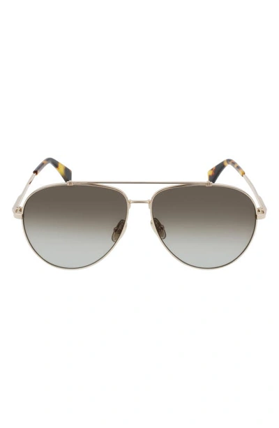 Shop Lanvin 61mm Gradient Aviator Sunglasses In Gold/ Gradient Grey