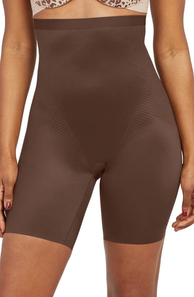 Shop Spanxr Spanx(r) Thinstincts(r) 2.0 High Waist Mid Thigh Shorts In Chestnut Brown