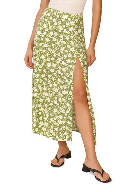 Shop Reformation Zoe Side Slit Midi Skirt In Tempo