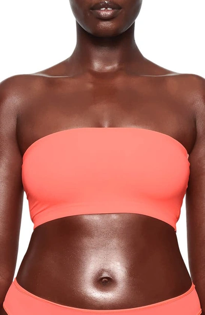Shop Skims Fits Everybody Bandeau Bralette In Neon Coral