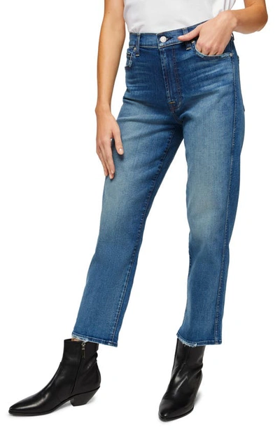 Shop 7 For All Mankind High Waist Crop Straight Leg Jeans In Blue