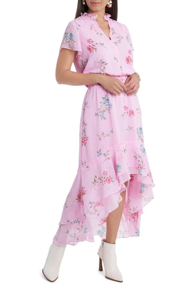 Shop 1.state Wildlfower Bouquet High/low Dress In Prospect Blooms Peony Pink