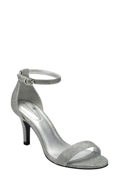 Shop Bandolino Madia Ankle Strap Sandal In Silver Glam Fabric