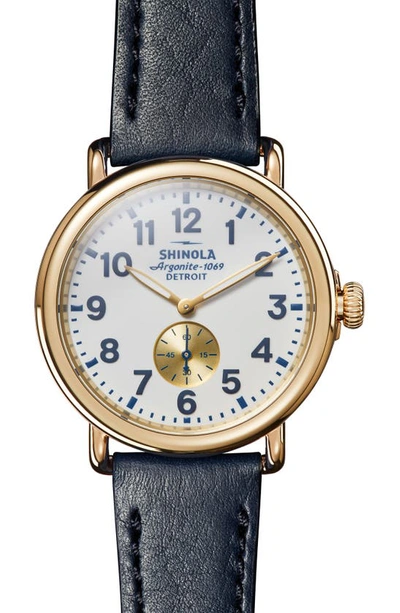 Shop Shinola The Runwell Sub Second Leather Strap Watch, 41mm In Milky White