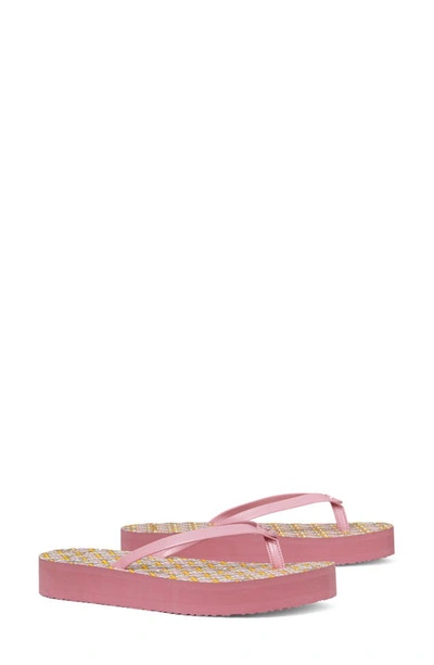 Shop Tory Burch Flatform Flip Flop In Blushing Pink Caning Geo
