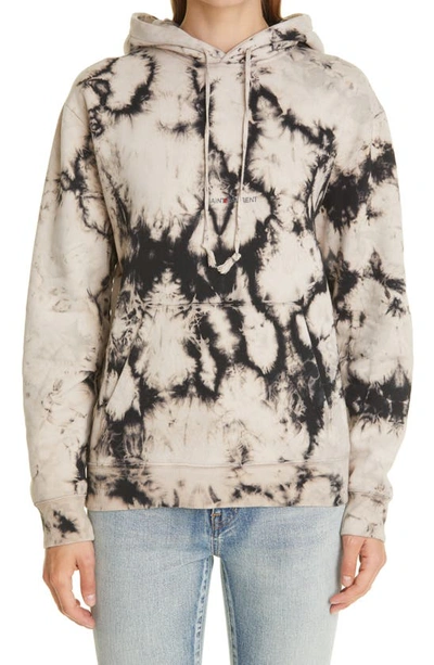 Shop Saint Laurent Tie Dye Hoodie In 1023 Noir/ Beige