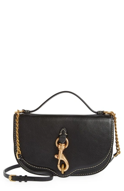 Shop Rebecca Minkoff Megan Leather Half Moon Crossbody Bag In Black