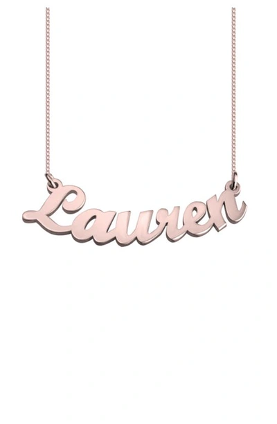 Shop Melanie Marie Personalized Nameplate Pendant Necklace In Rose Gold Plated