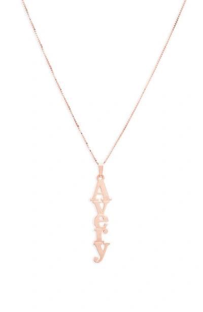 Shop Melanie Marie Personalized Nameplate Pendant Necklace In Rose Gold Plated