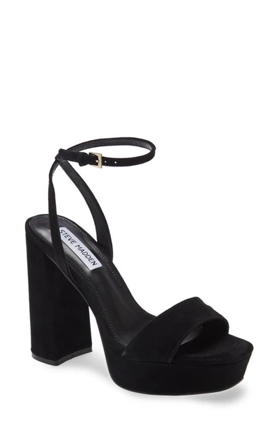 Shop Steve Madden Lessa Platform Ankle Strap Sandal In Black Suede