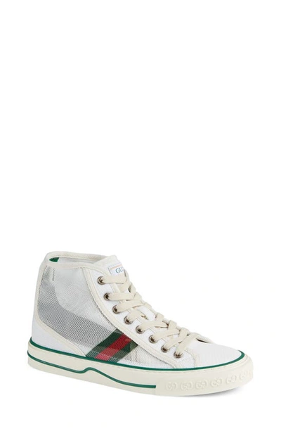 Shop Gucci Tennis 1977 High Top Sneaker In Green White
