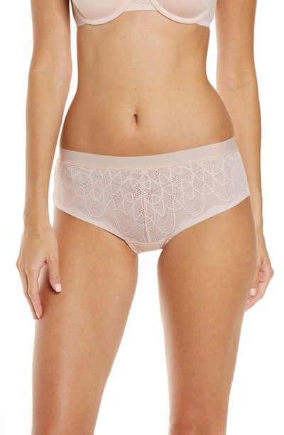 Shop Dkny Lace Comfort Hipster Panties In Blush