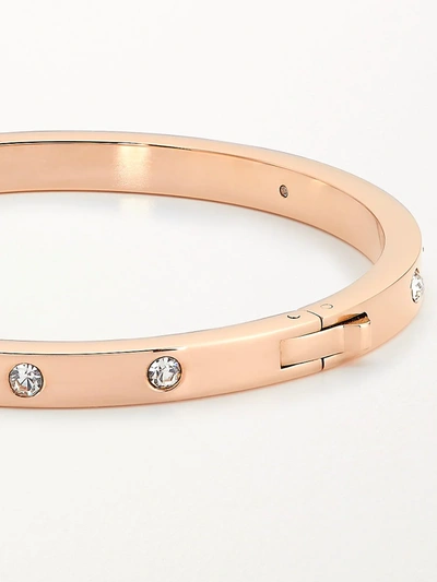 Shop Kate Spade Set In Stone Hinged Bracelet In Rose Gold