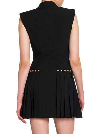 Shop Versace Women's Envers Pleated Blazer Dress In Black