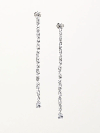 Shop Adriana Orsini Svelte Rhodium-plated Silver & Cubic Zirconia Linear Earrings