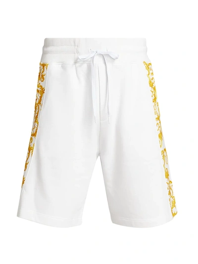 Shop Versace Jeans Couture Men's Baroque Side Panel Shorts In White