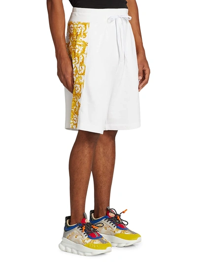 Shop Versace Jeans Couture Men's Baroque Side Panel Shorts In White