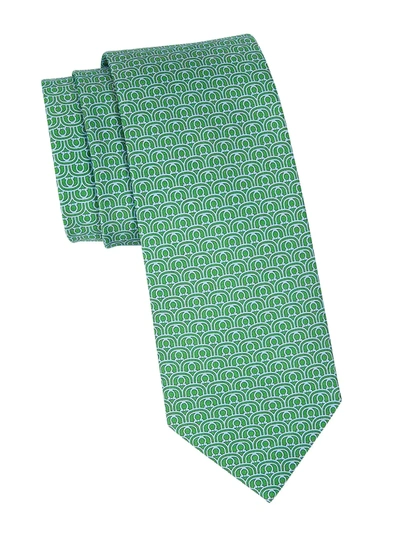 Shop Ferragamo Gancini Silk Tie In Green