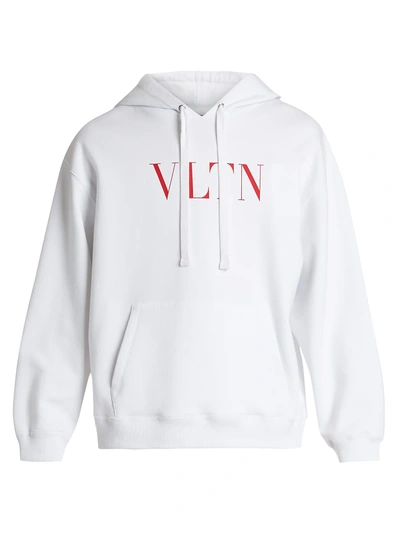Shop Valentino Vltn Jersey Hoodie In Bianco
