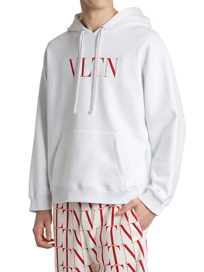 Shop Valentino Vltn Jersey Hoodie In Bianco