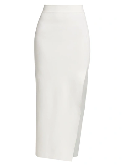 Shop Herve Leger Long Skirt With Slit In White