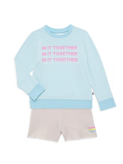 Shop Sol Angeles Little Girl's & Girl's In It Together Sweatshirt In Aqua