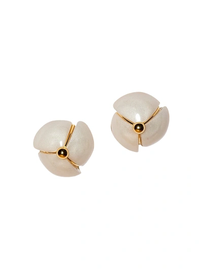 Shop Lele Sadoughi 14k Goldplated & Mother-of-pearl Acetate Flower Bud Stud Earrings In Mother Of Pearl