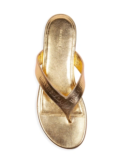 Shop Balenciaga Round Metallic Leather Flip Flops In Gold