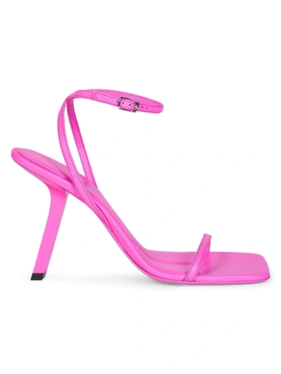 Shop Balenciaga Void Leather Sandals In Neon Pink