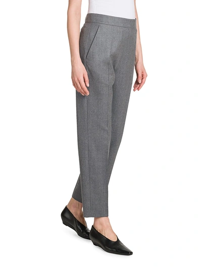 Shop Agnona Wool Elasticized Dress Pants In Flannel