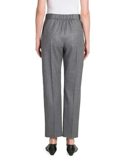 Shop Agnona Wool Elasticized Dress Pants In Flannel