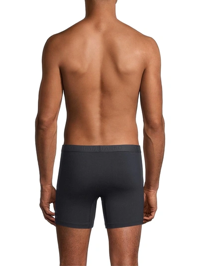 Shop Hanro Men's Cotton Essentials Long-leg Boxer Briefs In All Black