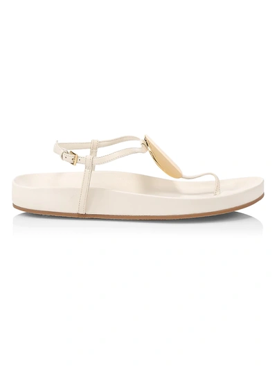 Shop Tory Burch Patos Leather Thong Sandals In New Ivory